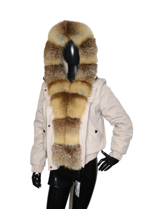 Бомбер женский с мехом лисицы Бежевый 44 Харьков - изображение 1