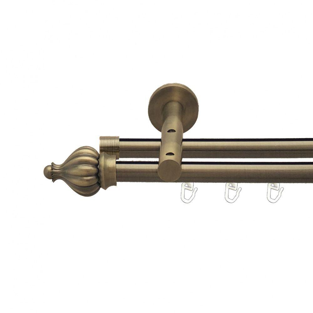 Карниз Orvit Таджа металевий дворядний реверсивний профільна труба  Антик 19\19 мм 240 см (00-00013438) Львів - фото 1