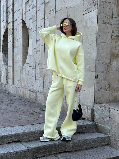 Базовий жіночий костюм з об’ємним худі Лімонний 42/46 Харків - фото 1