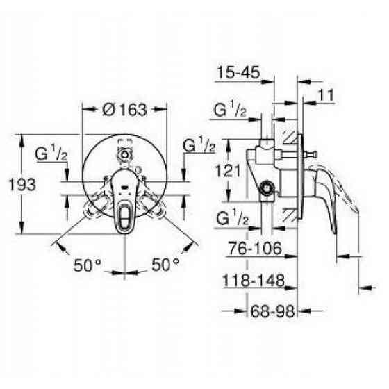 Змішувач для ванни прихованого монтажу GROHE EUROSTYLE NEW 33637003 Київ