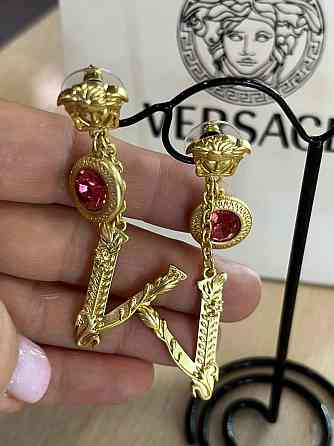 Версаче сережки / Versace сережки позолота, рожевий кристал Одеса