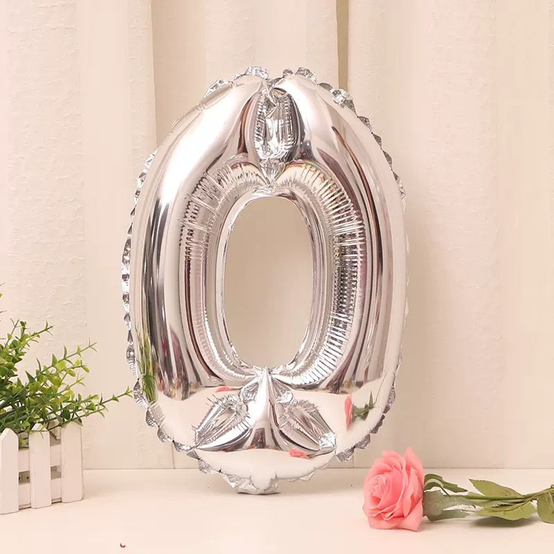 Шарик цифра 0 фольгированная 32 дюйма серебристый Киев - изображение 1
