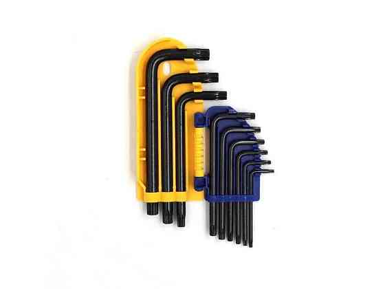Набір ключів Г-подібних TORX 9 шт. CrV, довгі T10, T15, T20, T25, T27, T30, T40, T45, T50 ТМ Kubis Київ