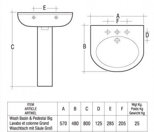 Комплект раковина + ножка RAK Ceramics Cynthia Wash Basin (57 см) Бордовый Винница - изображение 3
