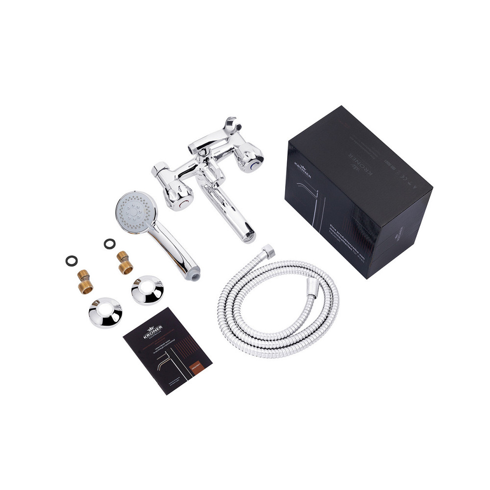 Змішувач для ванни Kroner KRP Hamburg - C060 з душовим гарнітуром, хром Київ - фото 7