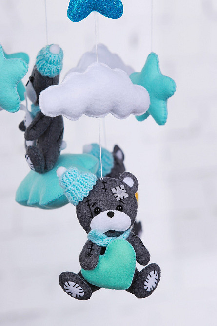 Дитячий музичний мобіль на ліжечко для немовлят WooolyWool «Ведмедики Тедді» з 35 мелодіями (М039) Київ - фото 5