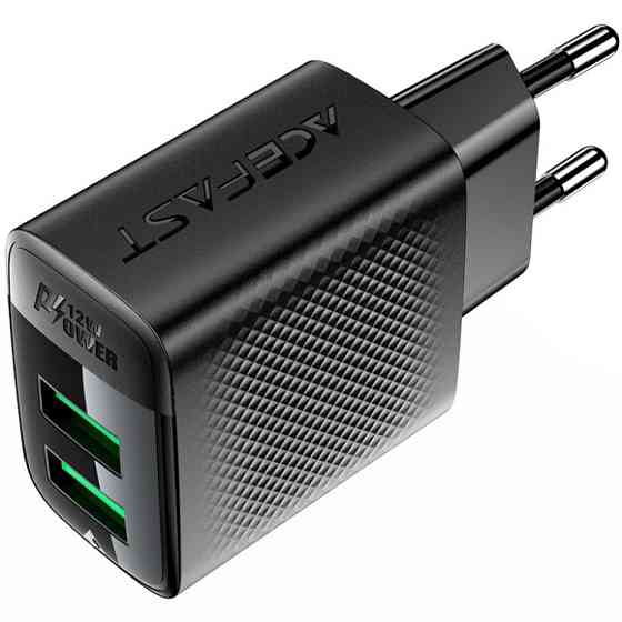 Зарядний пристрій 2xUSB 12W (USB-Ax2) A86 Black Acefast Винница