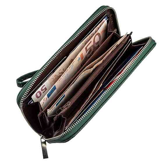 Кошелек женский на одну молнию из экокожи флотар Зеленый (KIVI) Киев