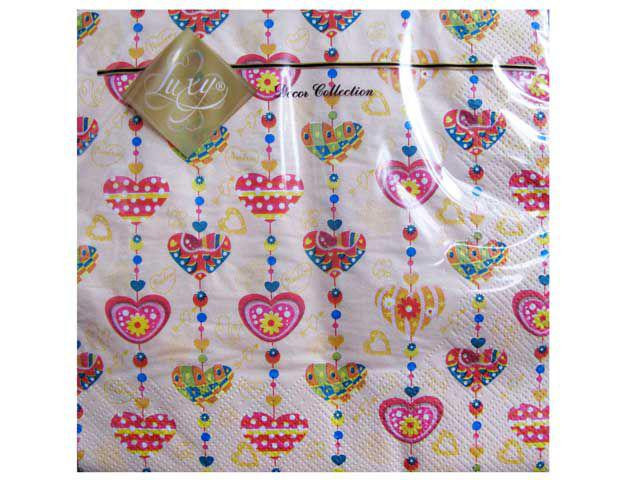 Бумажная салфетка на свадьбу (ЗЗхЗЗ, 20шт) Luxy  Сладкое сердце (308) (1 пачка) Харьков - изображение 1