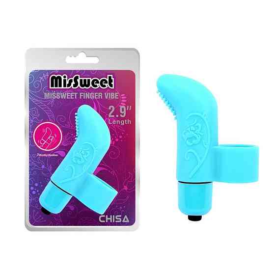 Вибратор на палец с рельефом Chisa MisSweet Finger Vibe, голубой Sex Aura Киев