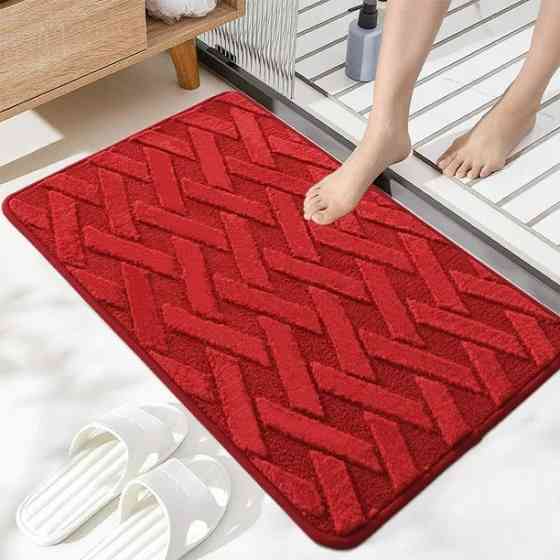 Коврик для ванной и душа коврик для ног в ванную комнату,микрофибра,атискользящий c узором 40х60 см,красный Кам'янець-Подільський