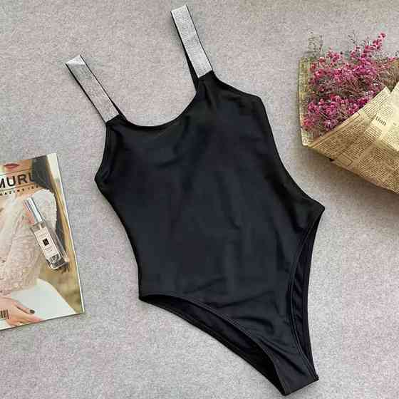 Купальник суцільний з люрексом 42 чорно-сріблястий Київ