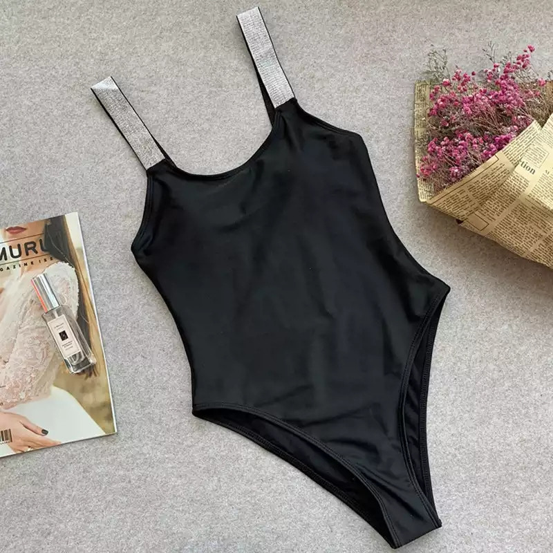 Купальник суцільний з люрексом 42 чорно-сріблястий Київ - фото 3