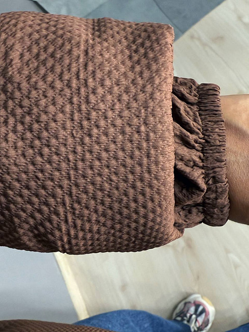 Куртка женская Lady Yep 10039 вафельная пуффер оверсайз с капюшоном коричневая, коричневый, 44 Киев - изображение 6