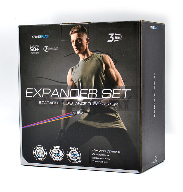 Набір трубчастих еспандерів PowerPlay PP-4101 Expander Tube Set 3шт. (до 18,2 кг.) Луцк - изображение 9