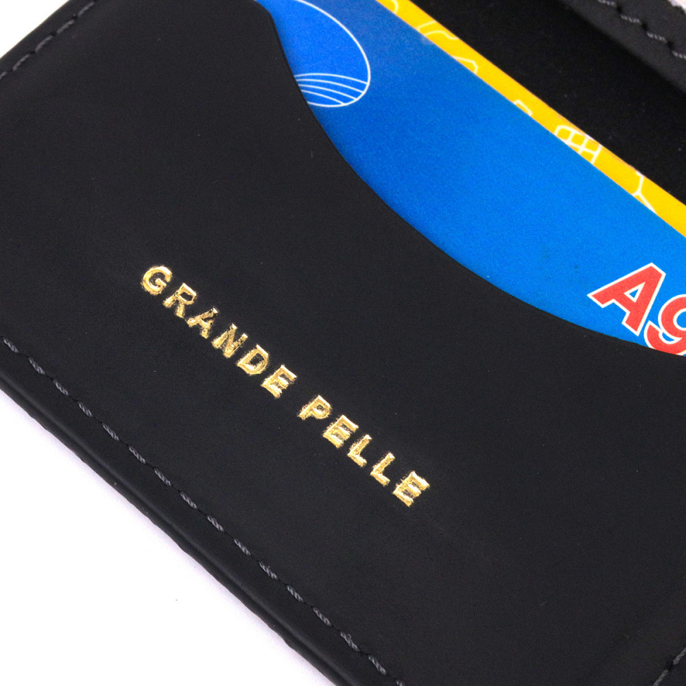 Практична шкіряна обкладинка на документи Серце GRANDE PELLE 16702 Чорна Київ - фото 4