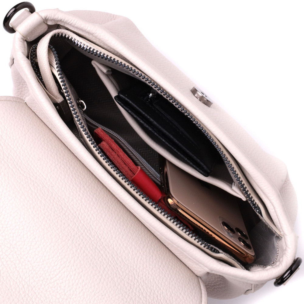 Умопомрачительная женская сумка из натуральной кожи Vintage 22331 Белая Киев - изображение 8