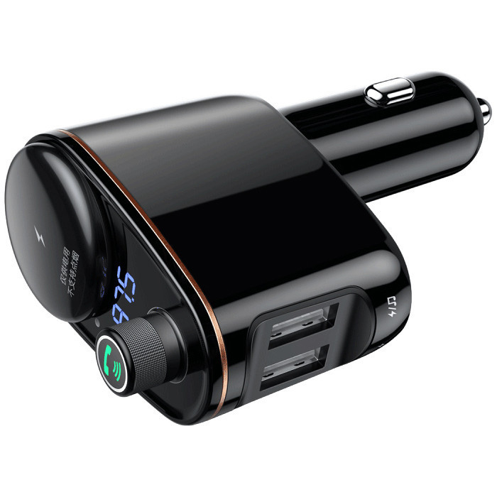 FM трансмітер модулятор Baseus Lokomotive S-06 Bluetooth з функцією зарядки (Чорний, два USB-порту) Миколаїв - фото 2