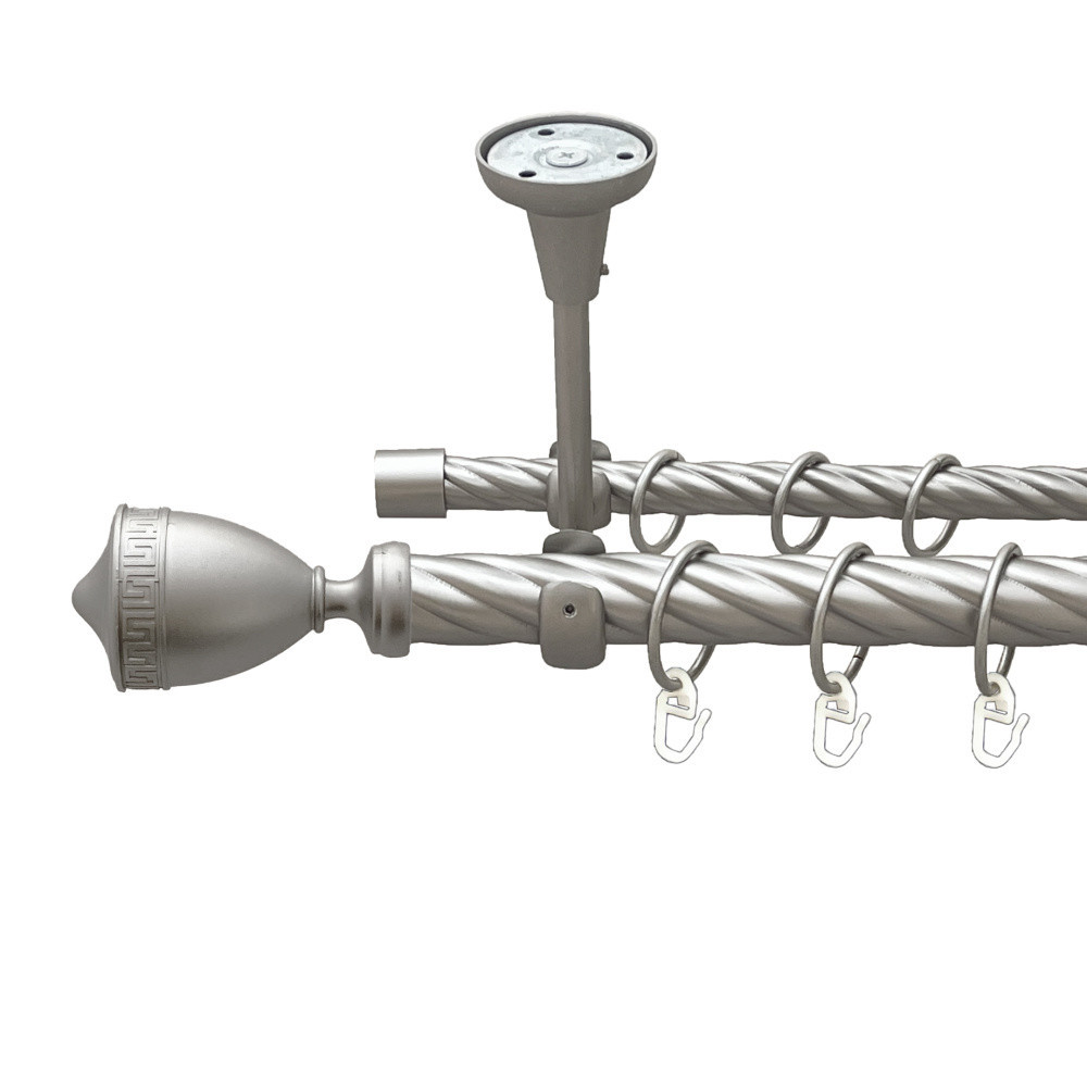 Карниз Orvit Афіна металевий дворядний відкритий до стелі скручена труба кільце металеве Сатин 25\16 мм 300 см (00-00024061) Львів - фото 1
