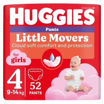 Подгузники Huggies Little Movers/Pants 4 (9-14 кг) для девочек 52 шт (5029053547541) Винница - изображение 1