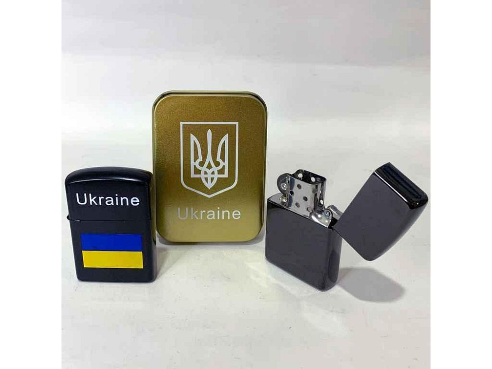 Запальничка бензинова в подарунковій коробці Прапор України HL-329А Чорна ТМ SUNOPT Київ - фото 1