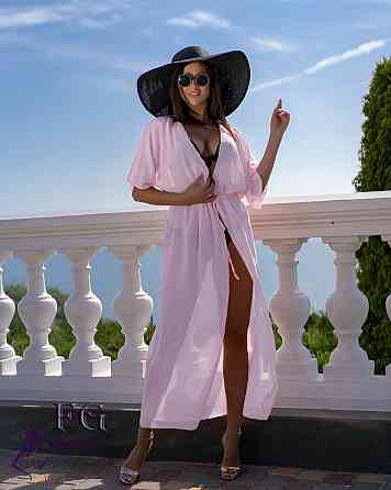 Пляжна туніка в підлогу оптом | Розпродаж моделі 42-44, світло-рожевий Київ