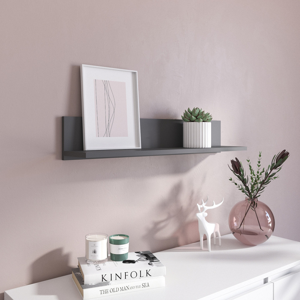 Полка настенная VAYS M-22 Антрацит, навесная, ЛДСП, 80×17×15 см - для дома, офиса, декора Львов - изображение 1