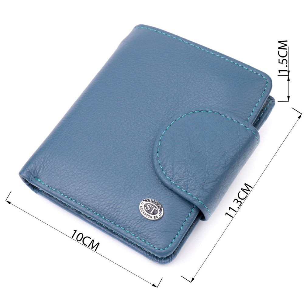 Красиве шкіряне портмоне з монетницею зовні для стильних жінок ST Leather 19457 Бірюзовий Київ - фото 3