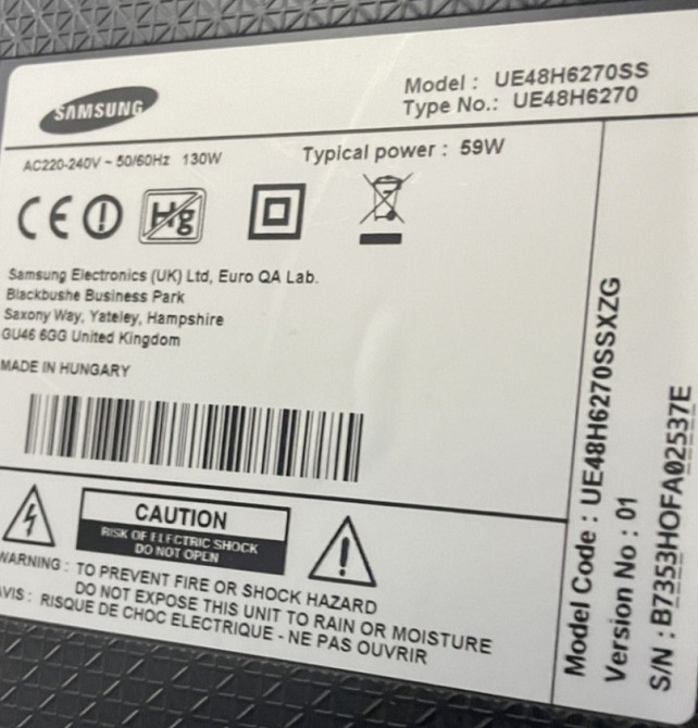 Телевизор Samsung UE48H6270SS Smart TV Wi-Fi Ytube. Киев - изображение 2
