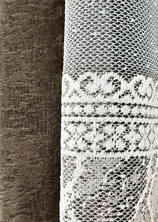 Комплект штор VR-Textil Жаккард Мрамор 100х270 2шт и Тюль 300х270 1203ш-1668т Коричневый с белым 71-119/1 Киев