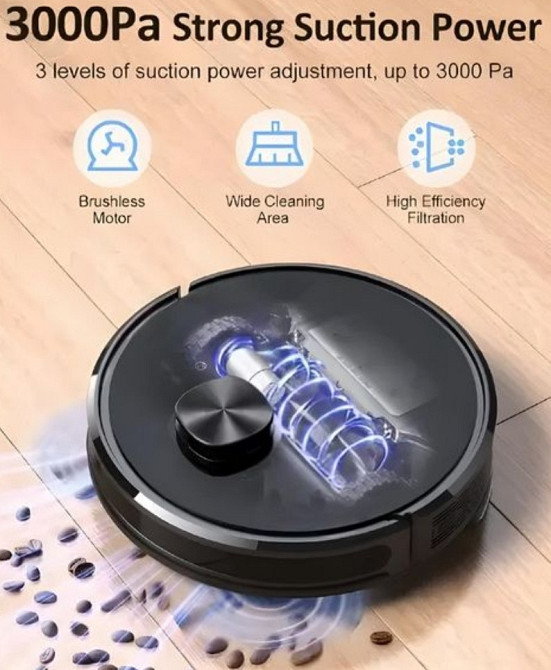 Робот-пилосос із функцією вологого прибирання Lubluelu SL60D Black. Киев - изображение 4