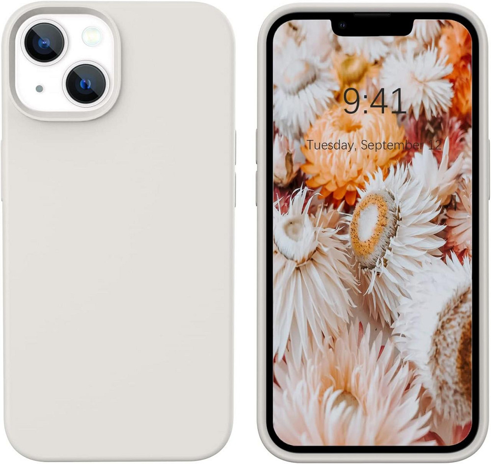 Чехол DOMAVER жидкий силикон для iPhone 13 6.1 ультратонкий матовый бежевый защитный Киев - изображение 1