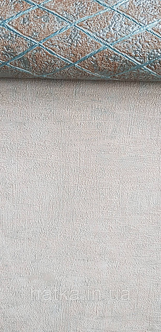 Обои виниловые на флизелине Marburg Aura метровые под штукатурку под бетон бежевые с бирюзовым Киев - изображение 4