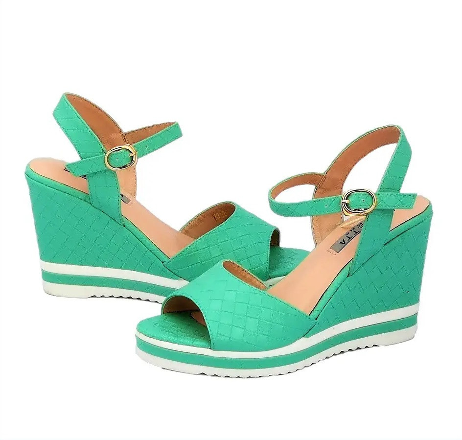Желенські Сандалі Босоножки на Танку Платформа Бірюзові Літні Зелені (розміри: 35,38) - 12-7 Дніпро - фото 1