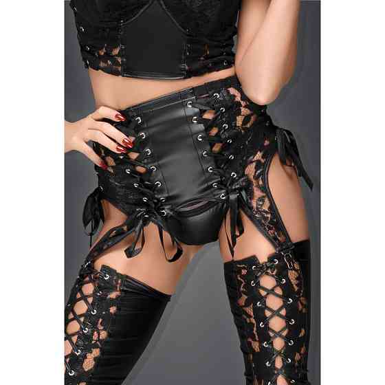 Пояс для чулок спандекс+гипюр F143 Noir Handmade S Sex Aura Киев