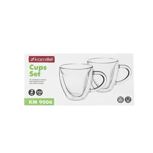 Набір чашок 2шт 250мл з подвійними стінками скло 9006 KAMILLE Житомир - изображение 8