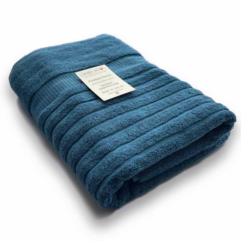 Полотенце банное Lovely Svi хлопок жаккардовое в подарочном пакете - 70 х 140 см Oxford Stripe Синий Киев - изображение 1