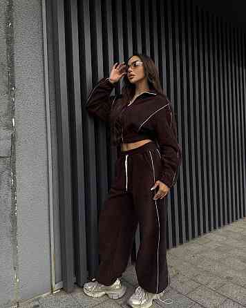 Женский стильный и теплый флисовый костюм двойка Шоколад Одесса