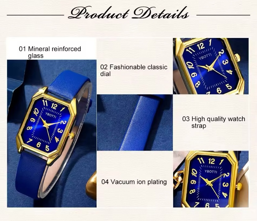 Подарочный набор для женщин наручные часы браслет ожерелье и серьги без подарочной коробки синий Киев - изображение 8