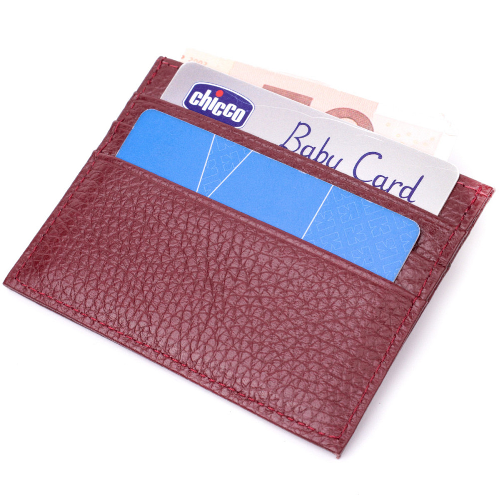 Практичный кард-кейс из натуральной кожи ST Leather 22446 Бордовый Киев - изображение 4