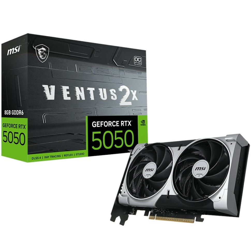 Відеокарта GF RTX 5050 8 GB GDDR6 Ventus 2X OC MSI (GeForce RTX 5050 8G VENTUS 2X OC) ( Black/Silver ) Харьков - изображение 1