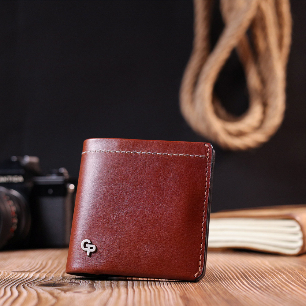 Чудовий шкіряний чоловічий гаманець Коричневий (GRANDE PELLE) Київ - фото 3