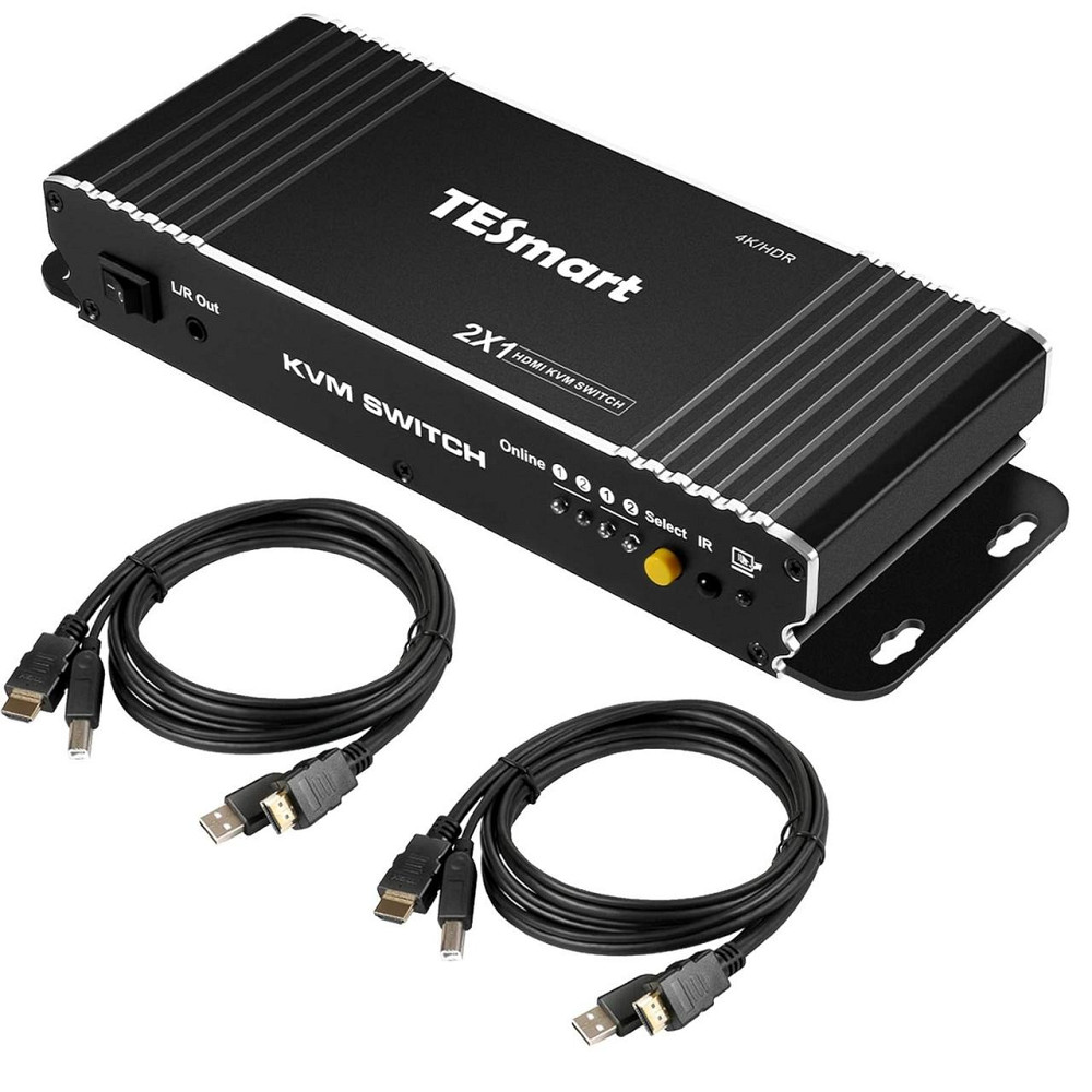 HDMI KVM перемикач TESmart 2х1, 4K 60Hz, керування 2 ПК однією клавіатурою, мишею, дисплеєм, звуком, пульт Київ - фото 2