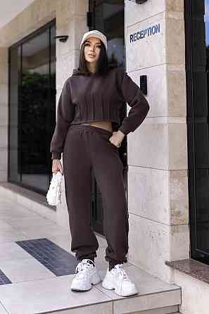 Спортивный костюм на флисе с коротким худи Navi 42-44, Шоколадный Киев