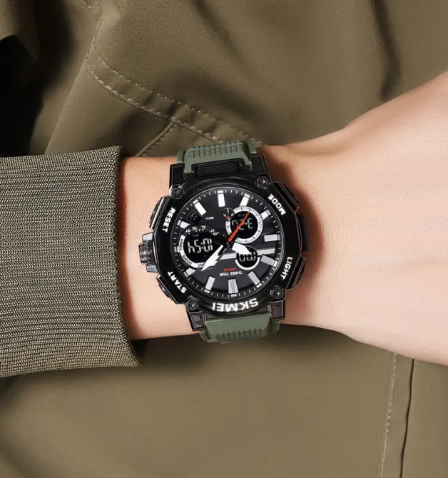 Часы мужские наручные Skmei 2219 (Черный с зеленым) Винница - изображение 5