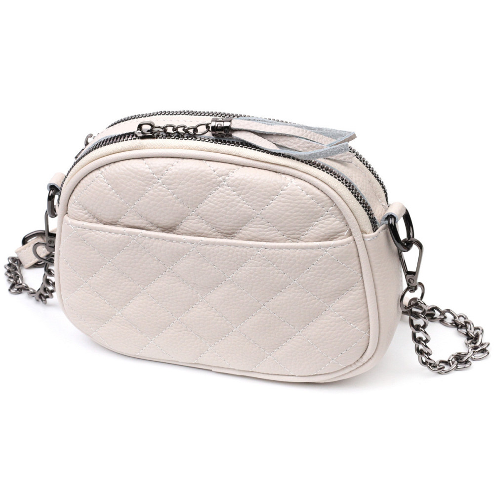 Женская стеганая сумка из мягкой натуральной кожи Vintage 22326 Белая Киев - изображение 2