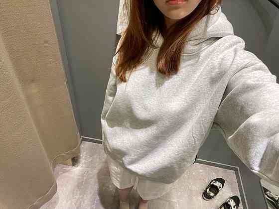 Женское стильное оверсайз худи из тринитки на флисе Меланж Одесса