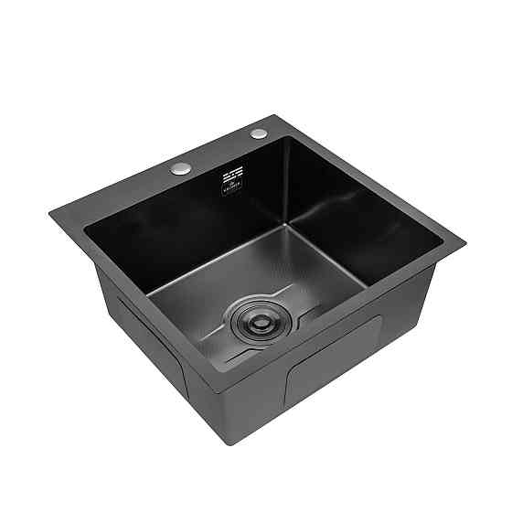 Кухонна мийка з нержавіючої сталі Kroner KRP Derby - 50х50HM PVD (2,5/0,5) чорна Київ