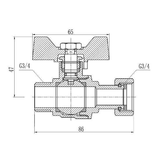 Кран кульовий із накидною гайкою Thermo Alliance Forte 3/4" ВЗ для води прямий SF261W20 Київ