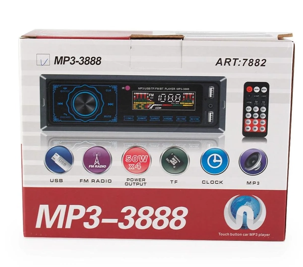 1DIN MP3 автомагнитола 3888: Bluetooth, 2 USB, сенсорные кнопки, FM, эквалайзер, пульт ДУ, 4x50W 788 Киев - изображение 9